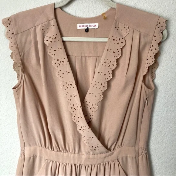 Rebecca Taylor Laser Cut Scalloped Feminine Flattering Dress - Picture 2 of 10